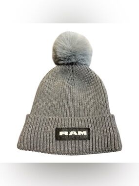 RAM Women's Gray Pom-Pom Beanie